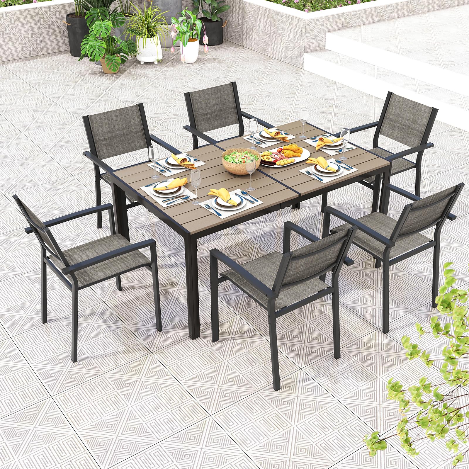 komfotteu-gartenm-bel-set-7-teilig-f-r-6-personen-mit-tisch-150x90-cm image 2