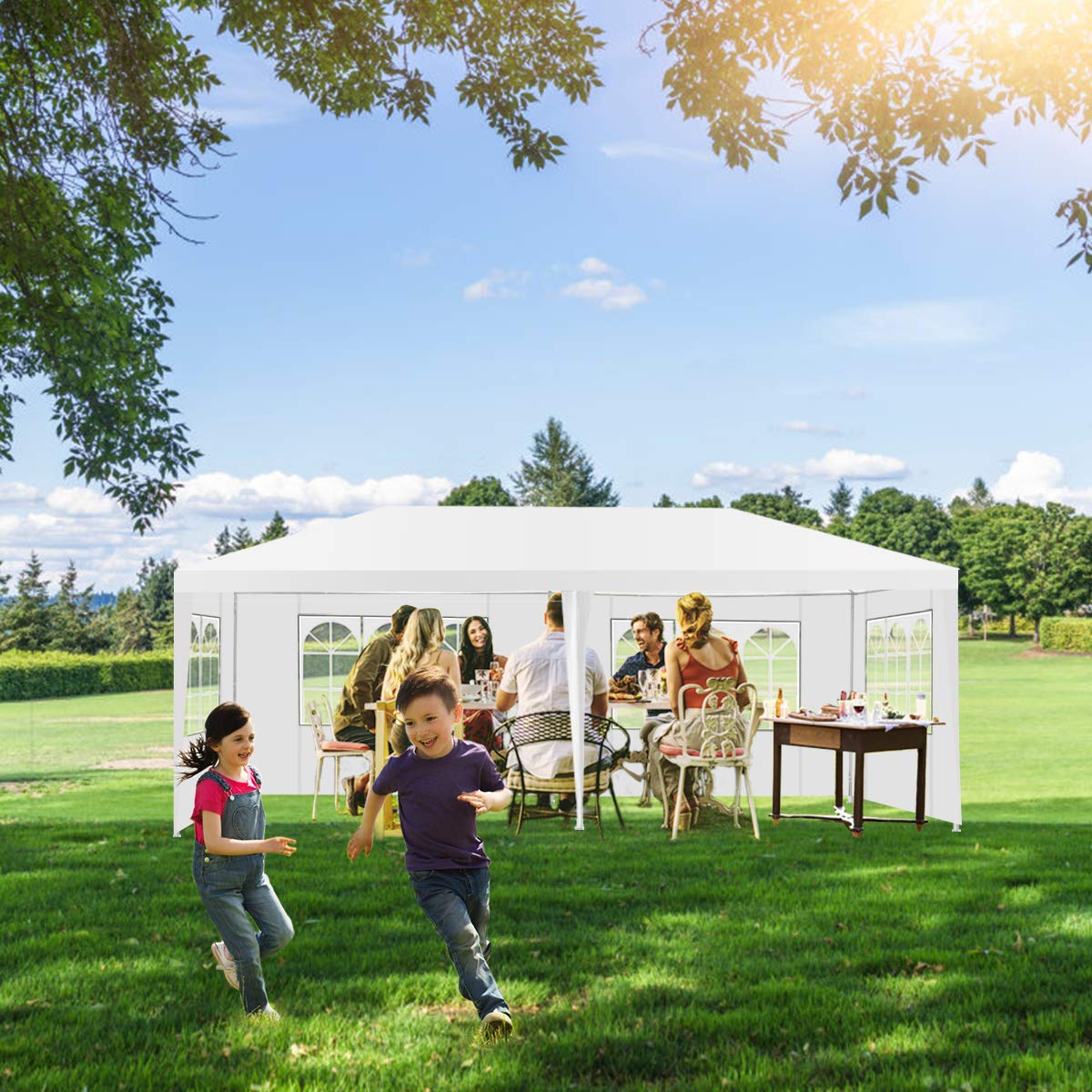 komfotteu-gartenpavillon-3x6m-partyzelt-mit-4-seitenw-nden-wei image 2