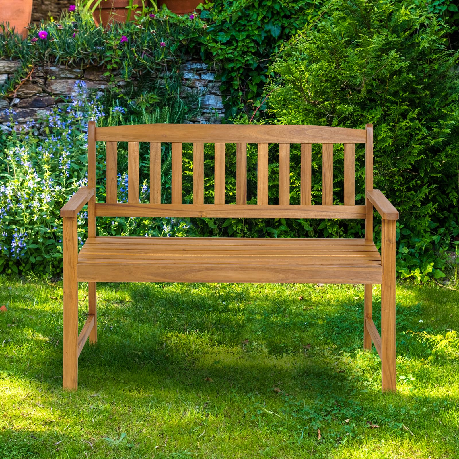 komfotteu-gartenbank-2-sitzer-akazienholz-110x56-5x86cm-bis-360kg image 2