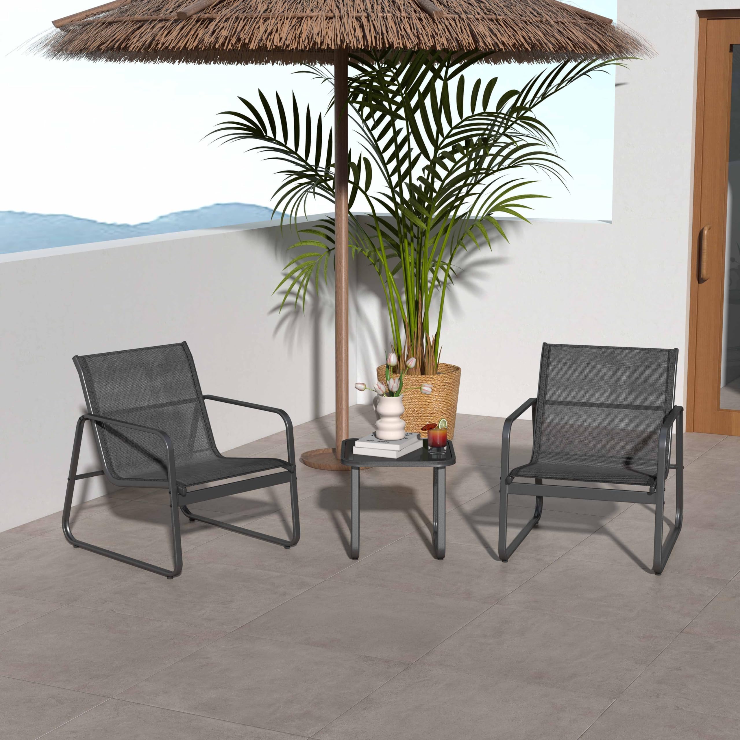komfotteu-balkonset-3-tlg-bistro-set-mit-2-stapelst-hlen-und-glastisch-schwarz image 2