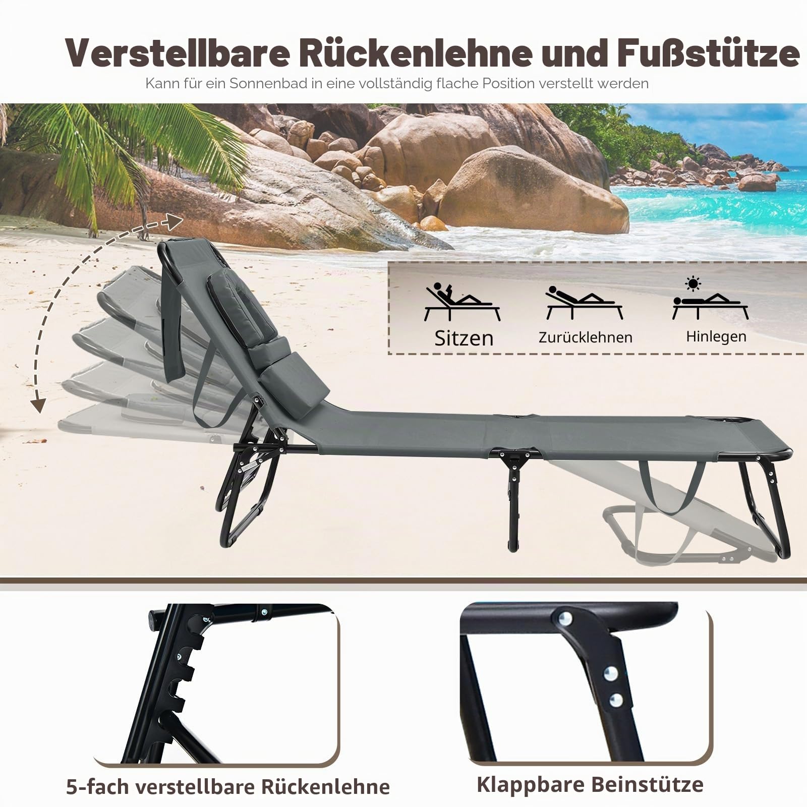komfotteu-sonnenliege-klappbar-mit-4-stufiger-r-ckenlehne-und-gesichtsloch-grau image 5