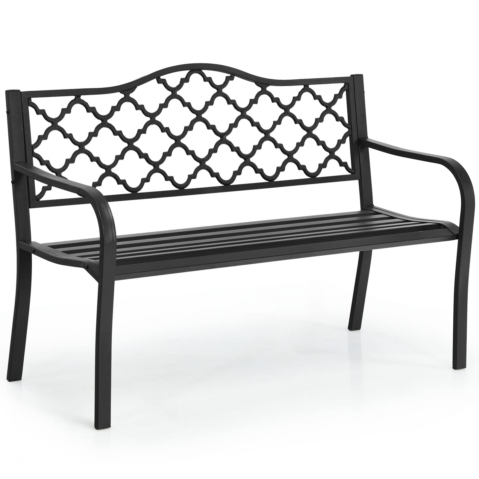 komfotteu-gartenbank-metall-2-personen-128-cm-schwarz image 1