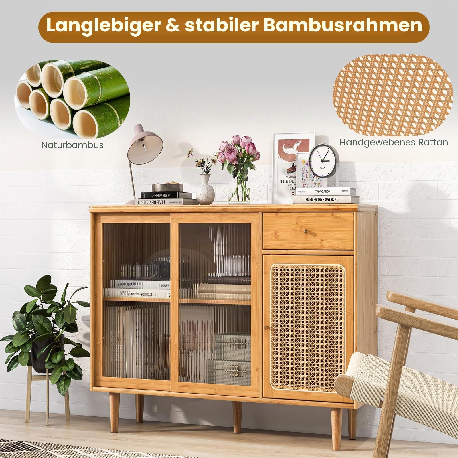 komfotteu-sideboard-bambus-rattan-120x35x83-cm-k-chenbuffet-natur image 4