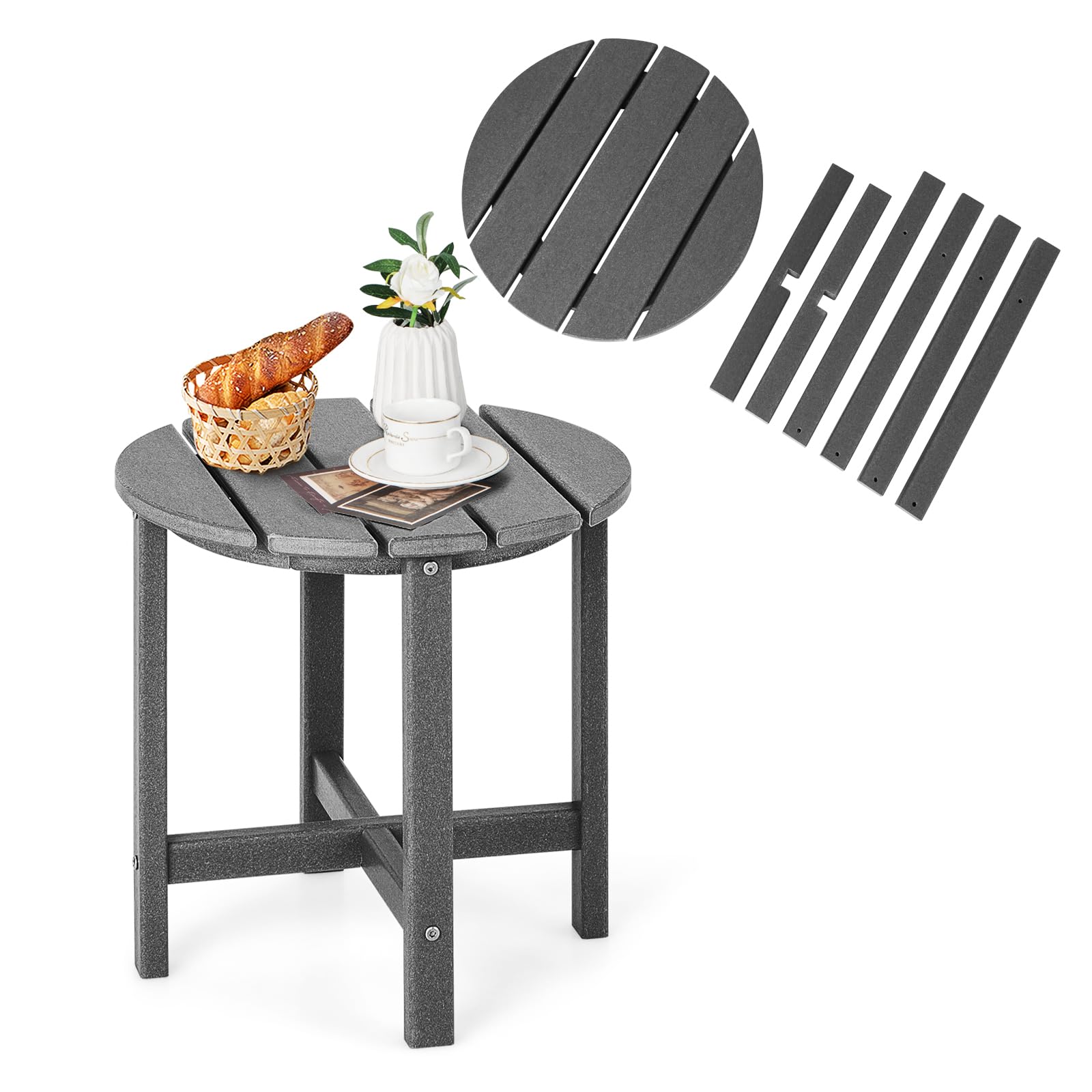 komfotteu-gartentisch-klein-rund-grau-hdpe-beistelltisch-wetterfest-bis-150-kg image 1