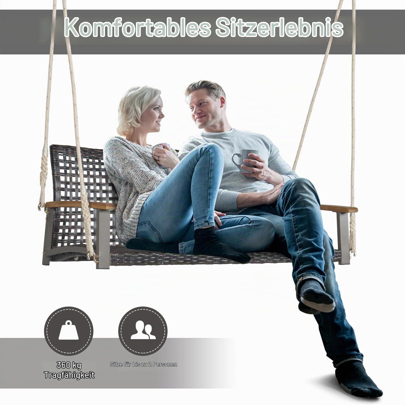 komfotteu-h-ngebank-aus-rattan-f-r-2-personen-bis-360-kg-mit-akazienholzgel-nder image 4