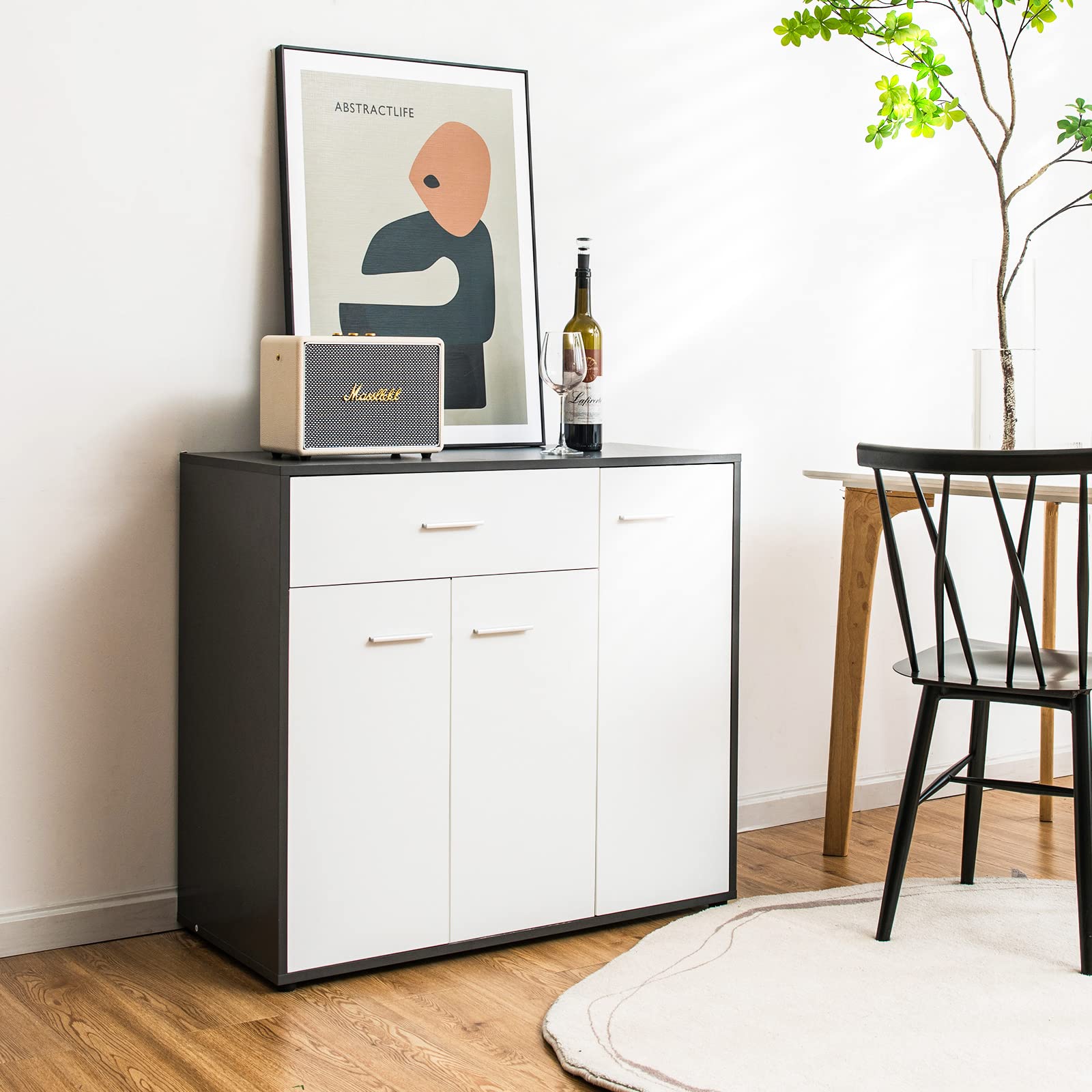 komfotteu-sideboard-kommode-wei-88x40x80-cm-mit-schublade image 2