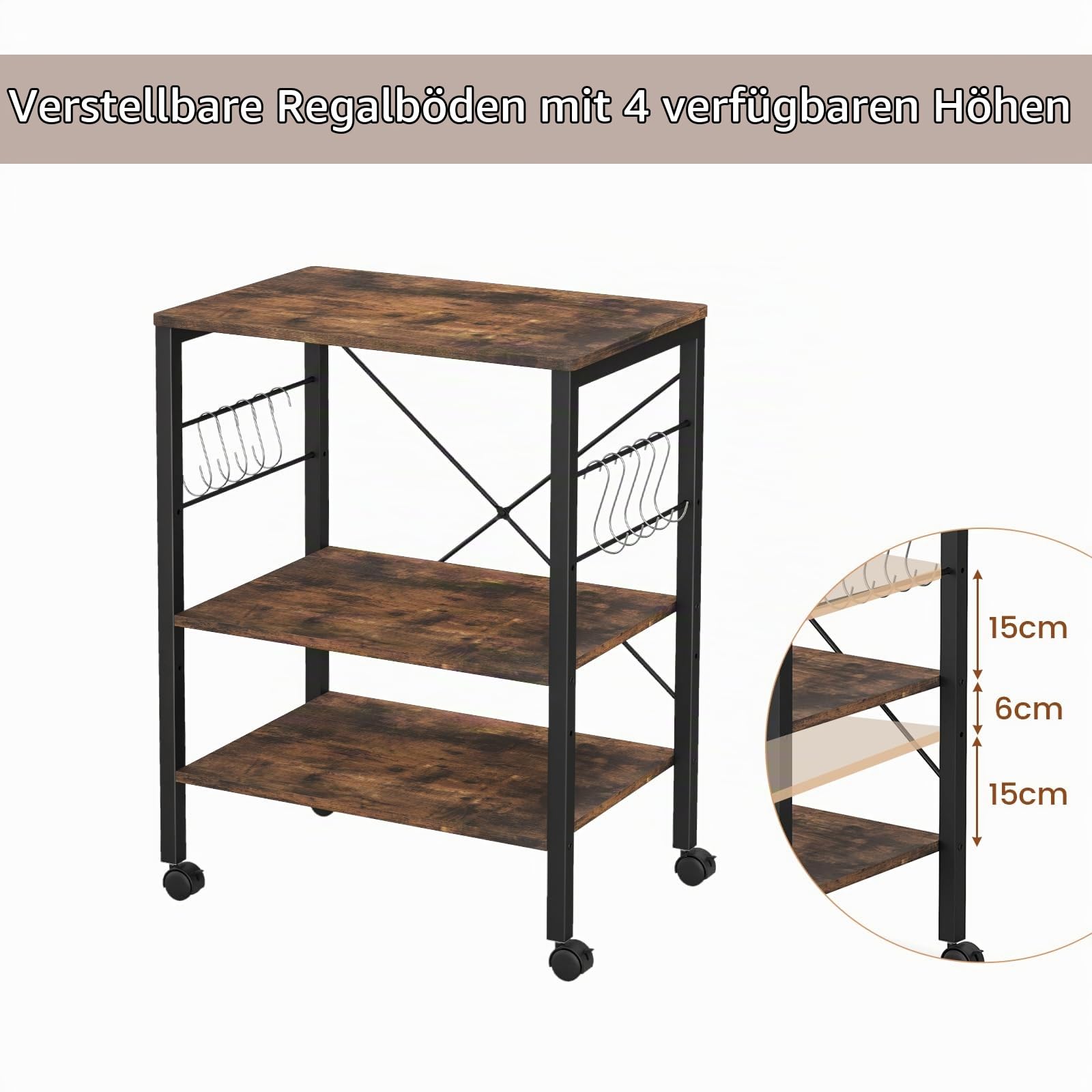 komfotteu-k-chenwagen-auf-rollen-3-ebenen-mikrowellenregal-industrie-holz-metall image 3