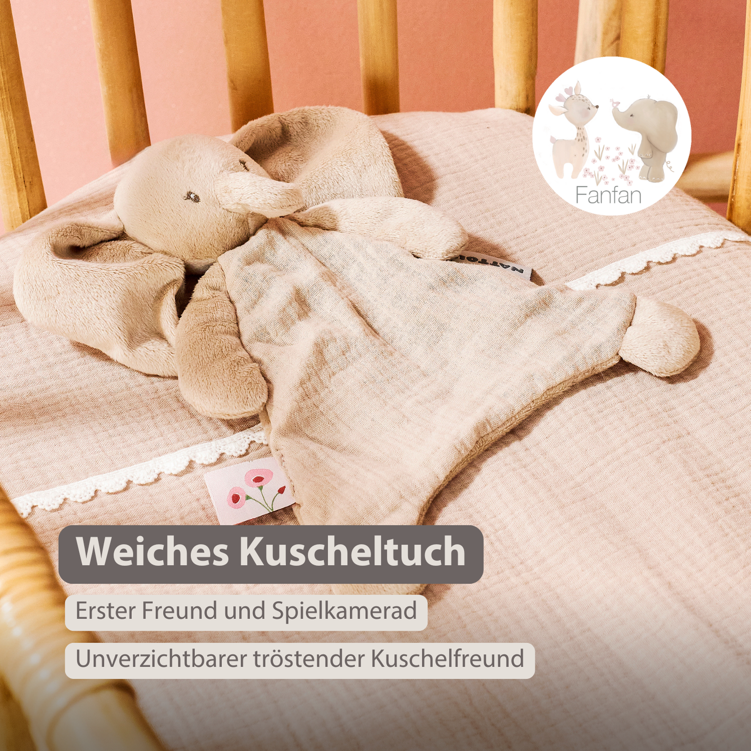 nattou-fanfan-baby-schmusetuch-elefant-25-x-20-cm-sand image 2