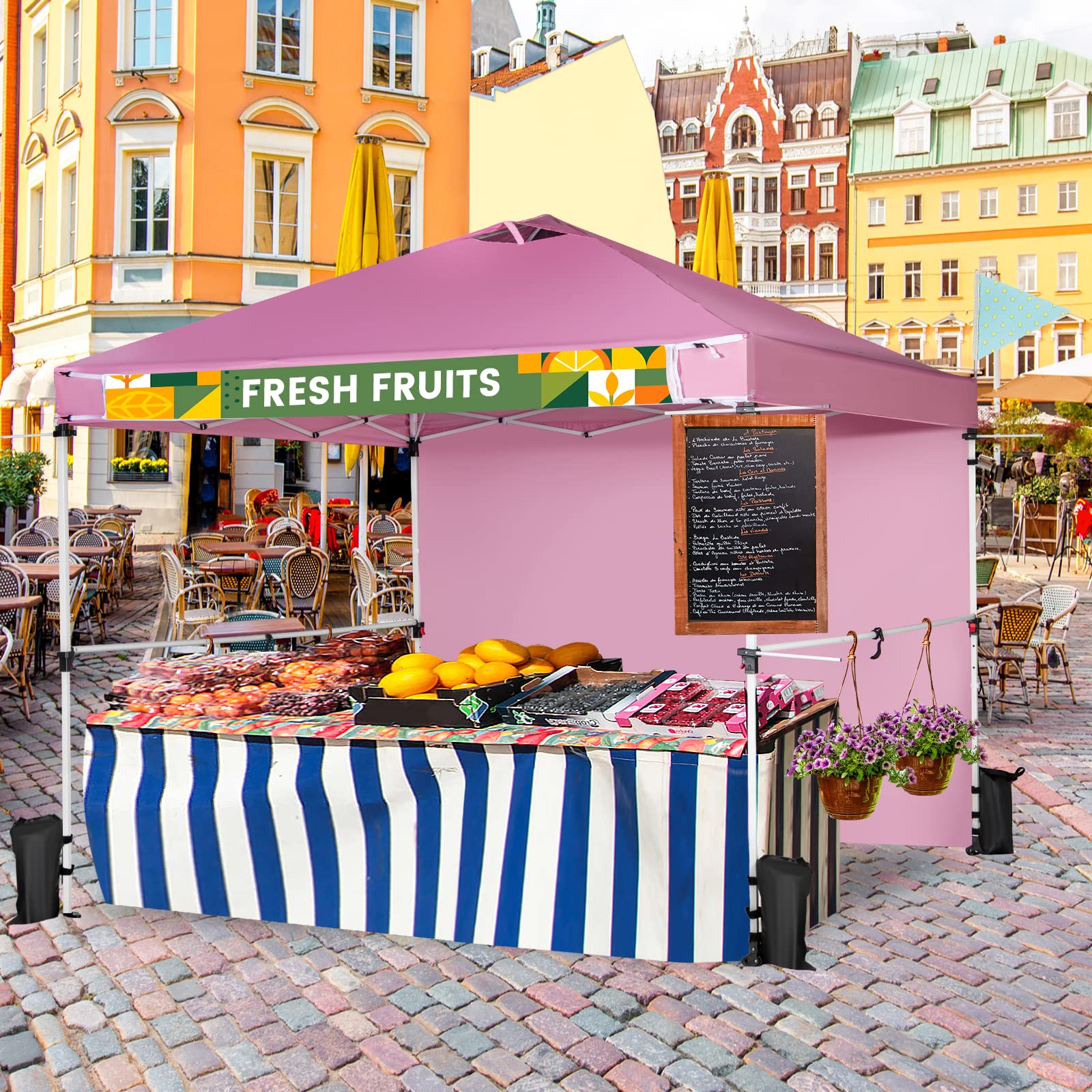 komfotteu-faltpavillon-3x3-m-h-henverstellbar-rosa-mit-seitenw-nden image 8