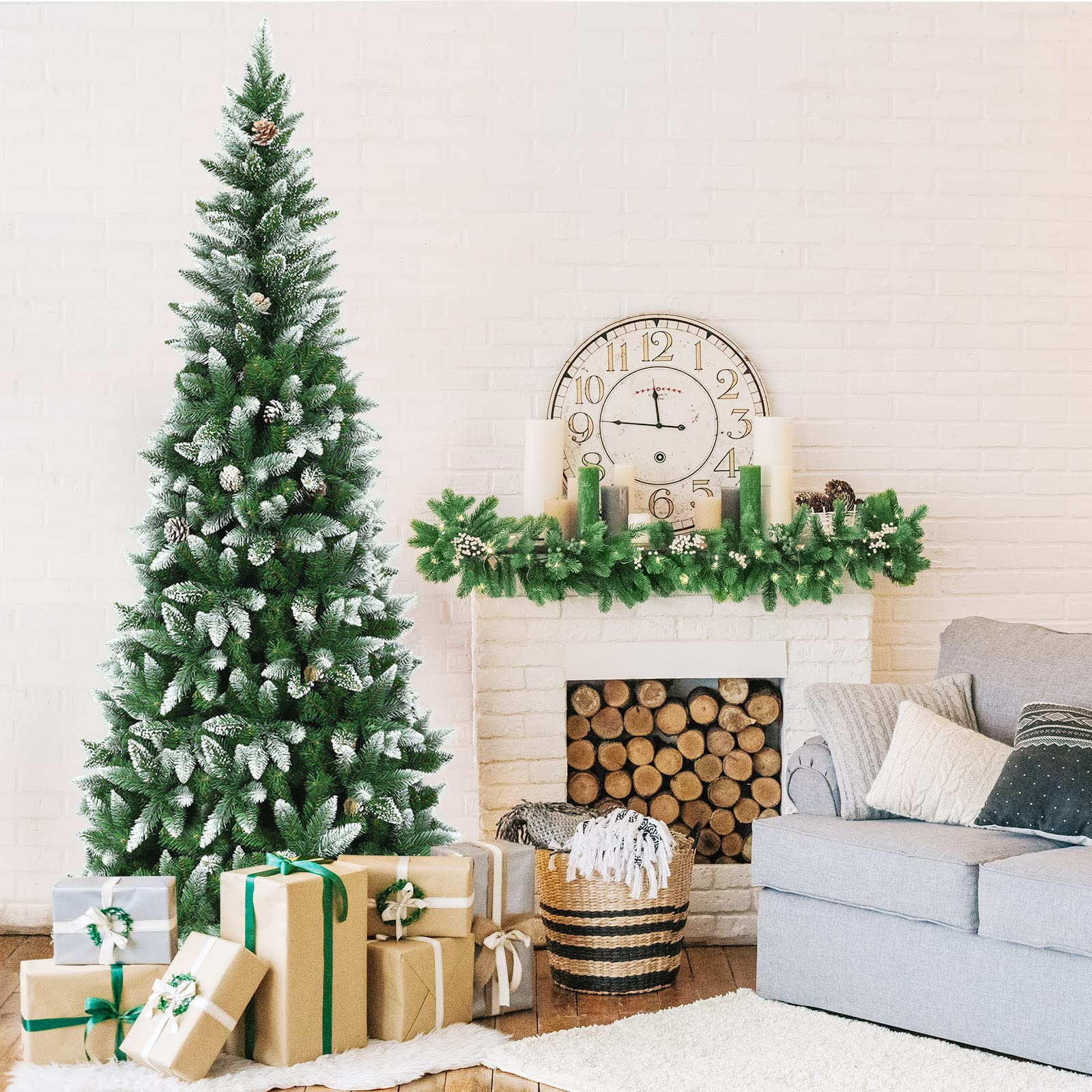 komfotteu-k-nstlicher-weihnachtsbaum-220-cm-mit-schnee-gr-n image 7
