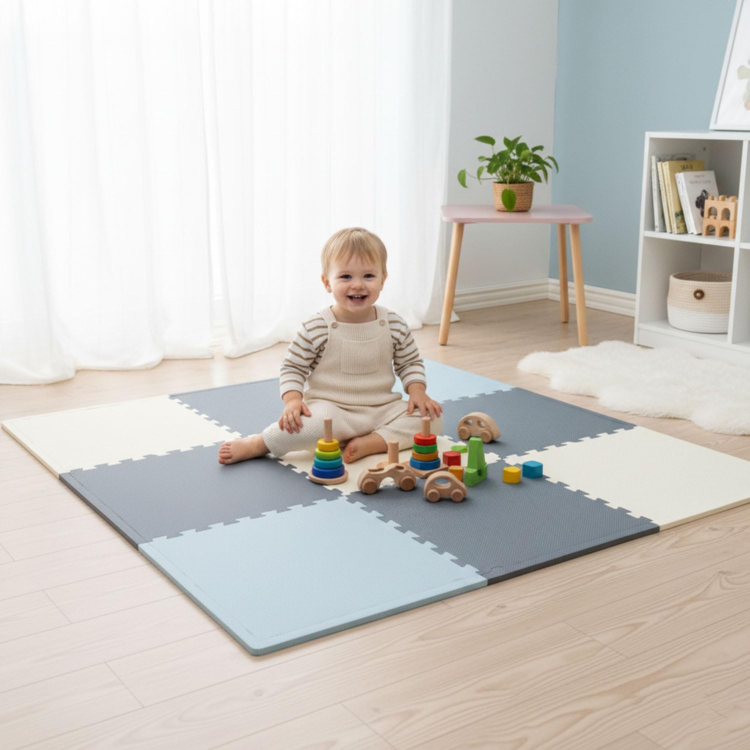 littletom-spielmatte-baby-puzzlematte-8x50x50cm-200x100cm-grau-blau image 3