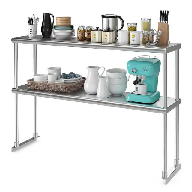 komfotteu-aufbewahrungsregal-edelstahl-2-st-ckig-122x30x85-cm-h-henverstellbar image 1