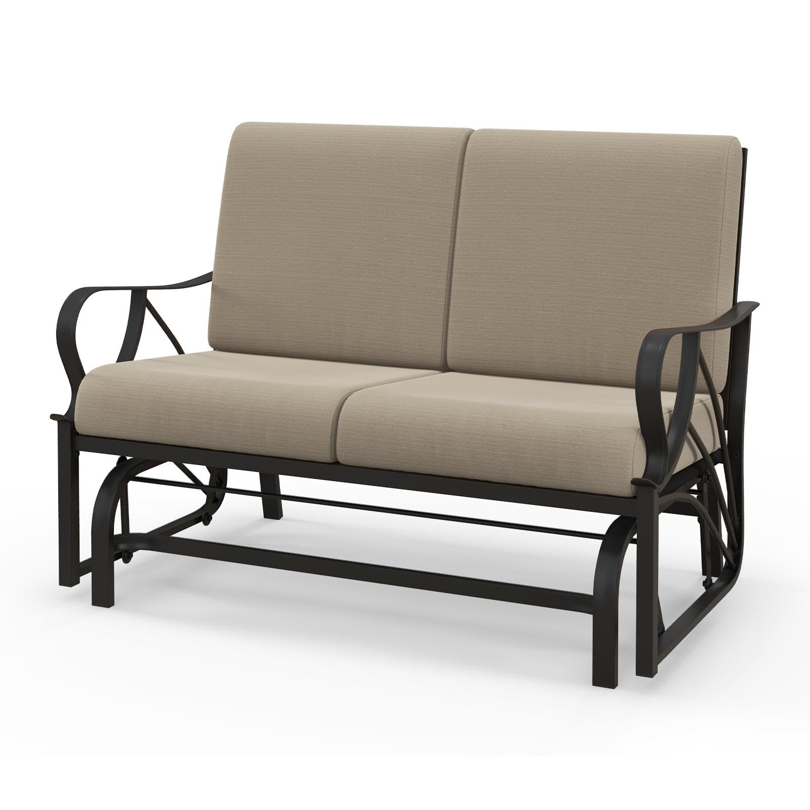 komfotteu-2-sitzer-schaukelstuhl-khaki-124-5x73x89-cm-gartenschaukel-mit-eisenra image 1