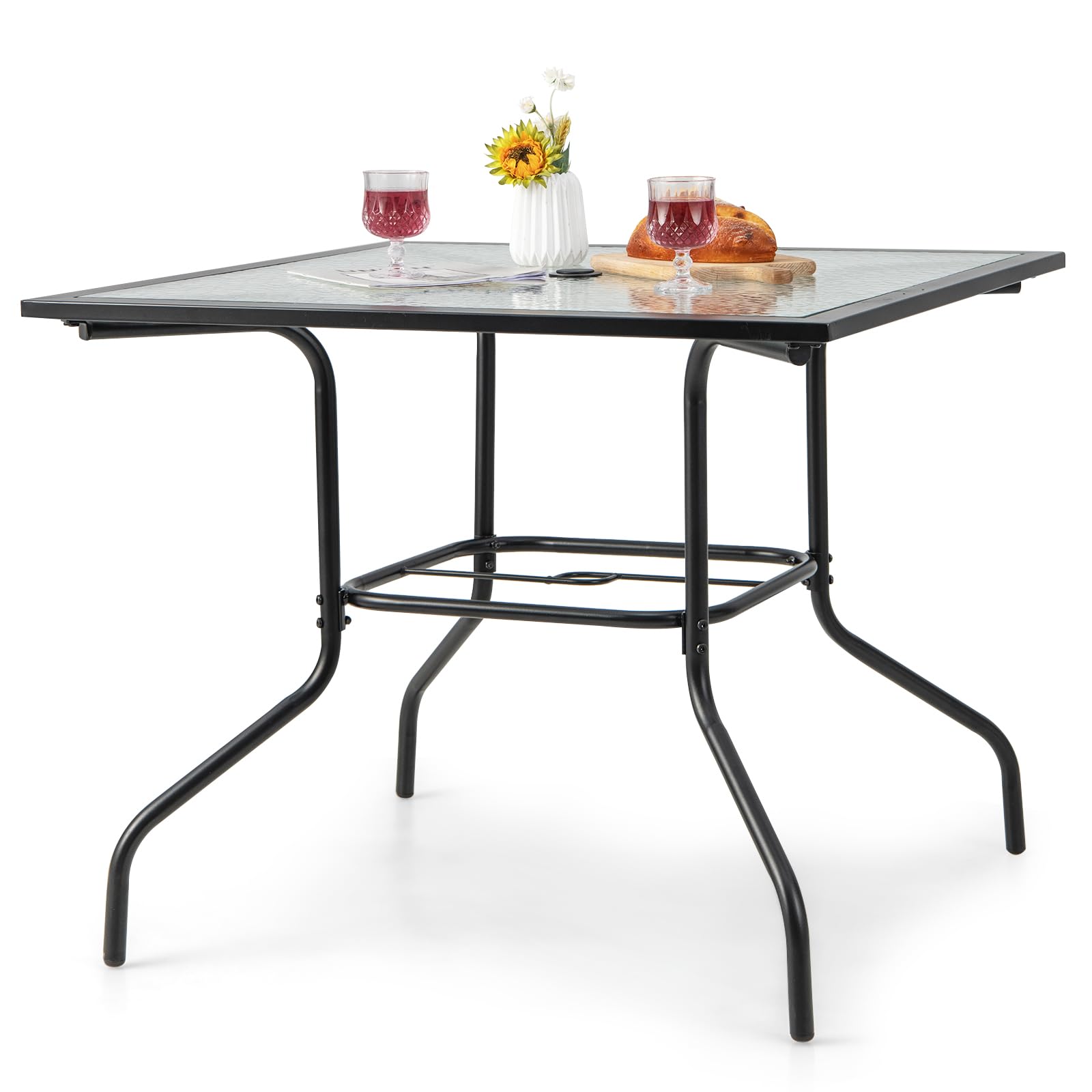 komfotteu-quadratischer-gartentisch-80x80x71-cm-mit-schirmloch-glasplatte-metall image 8