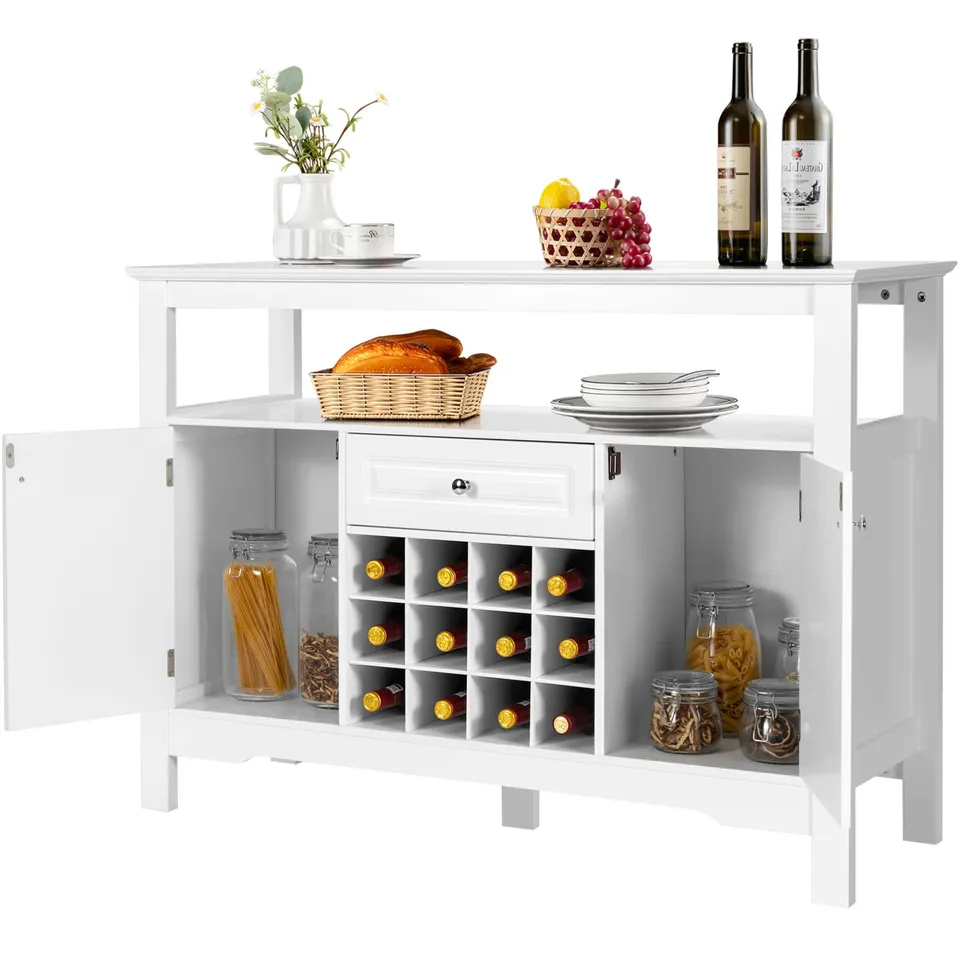 komfotteu-sideboard-k-chenschrank-116x40x82cm-wei-mit-weinregal image 1