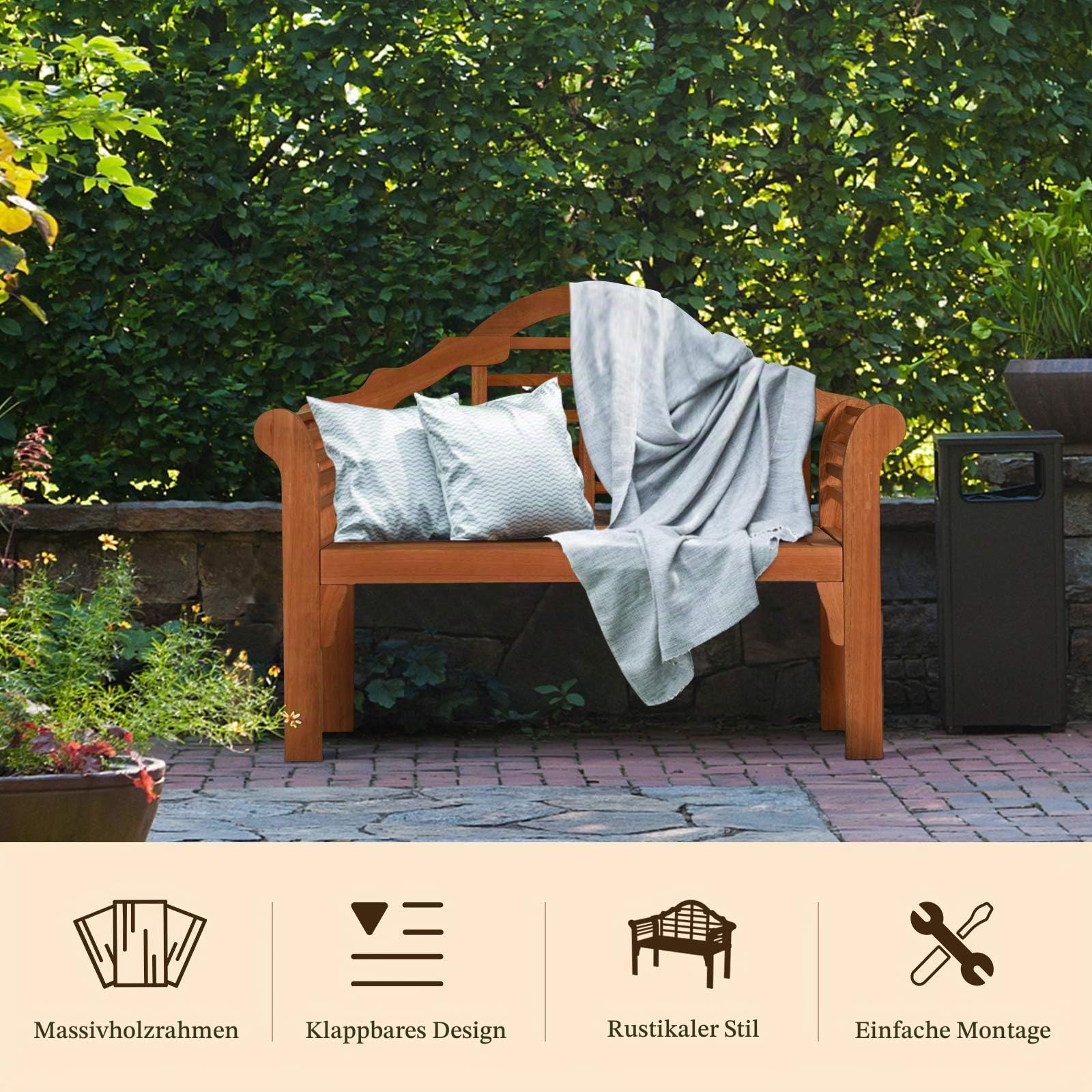 komfotteu-2-sitzer-gartenbank-klappbar-eukalyptus-123-cm-bis-360-kg image 7