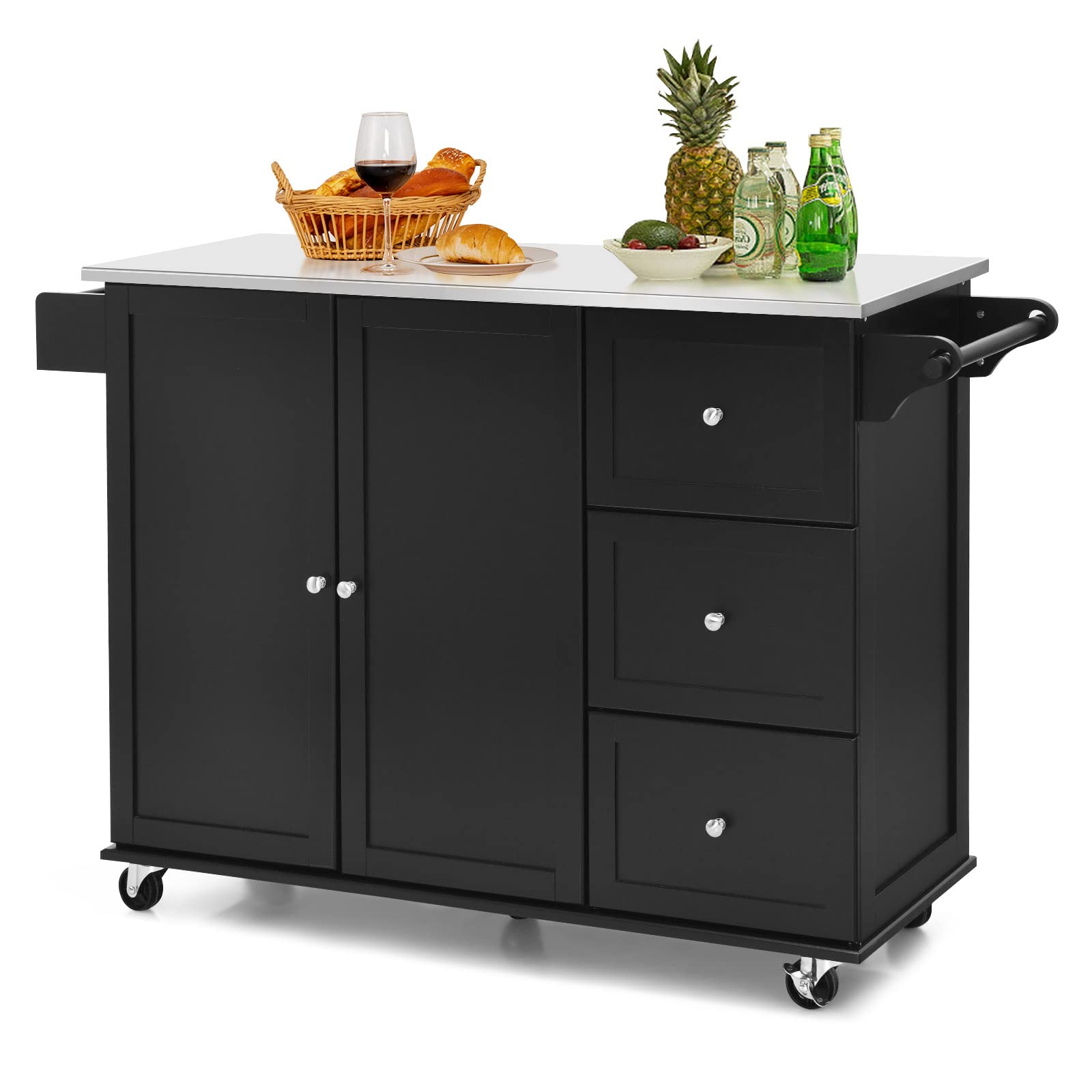 komfotteu-bewegliche-k-cheninsel-135x45-5x91-5-cm-k-chenwagen-edelstahl-schwarz image 8