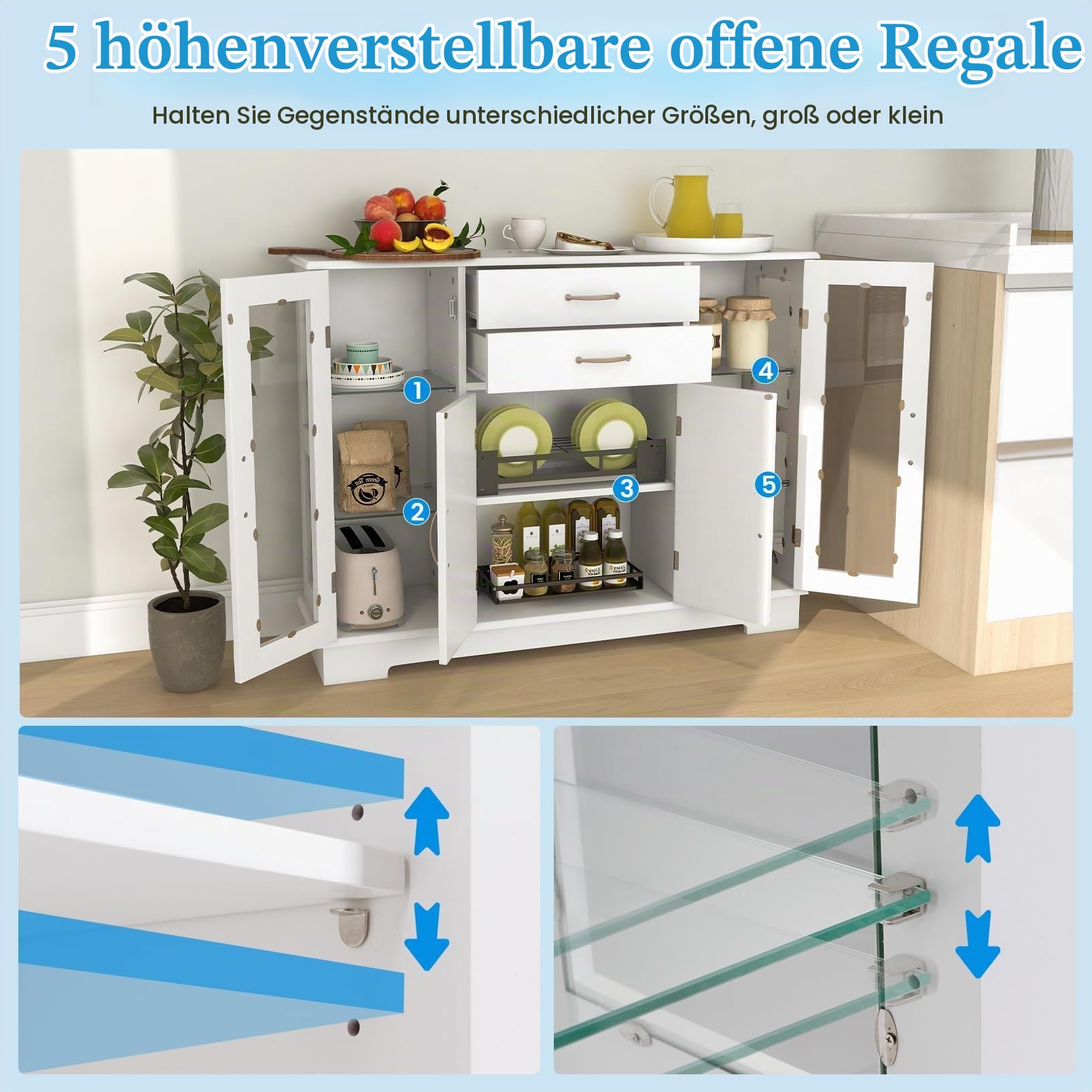 komfotteu-sideboard-wei-mit-glast-ren-und-schubladen-107-x-30-x-82-cm image 5