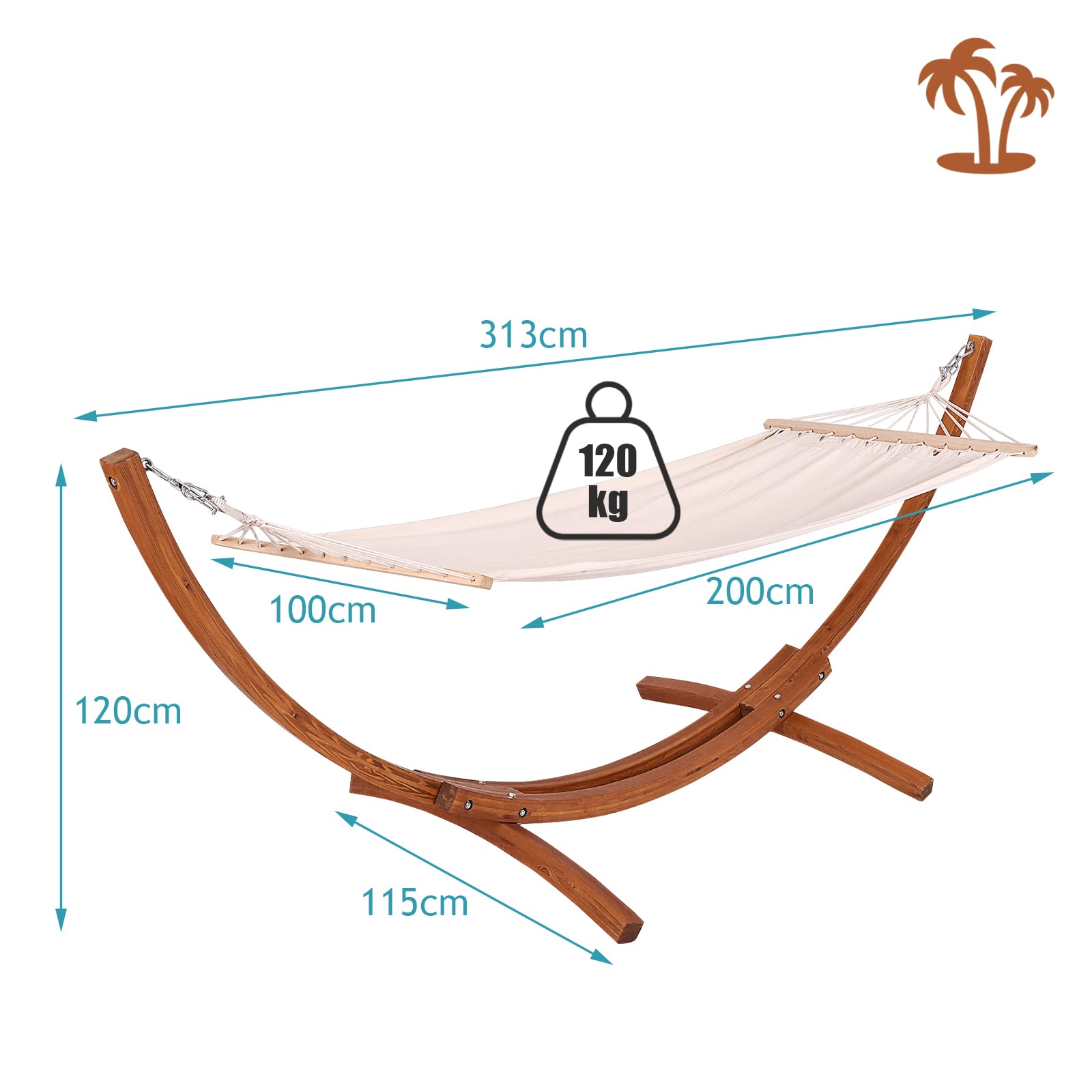 komfotteu-h-ngematte-mit-gestell-aus-holz-h-ngesessel-bis-120-kg-f-r-garten image 6