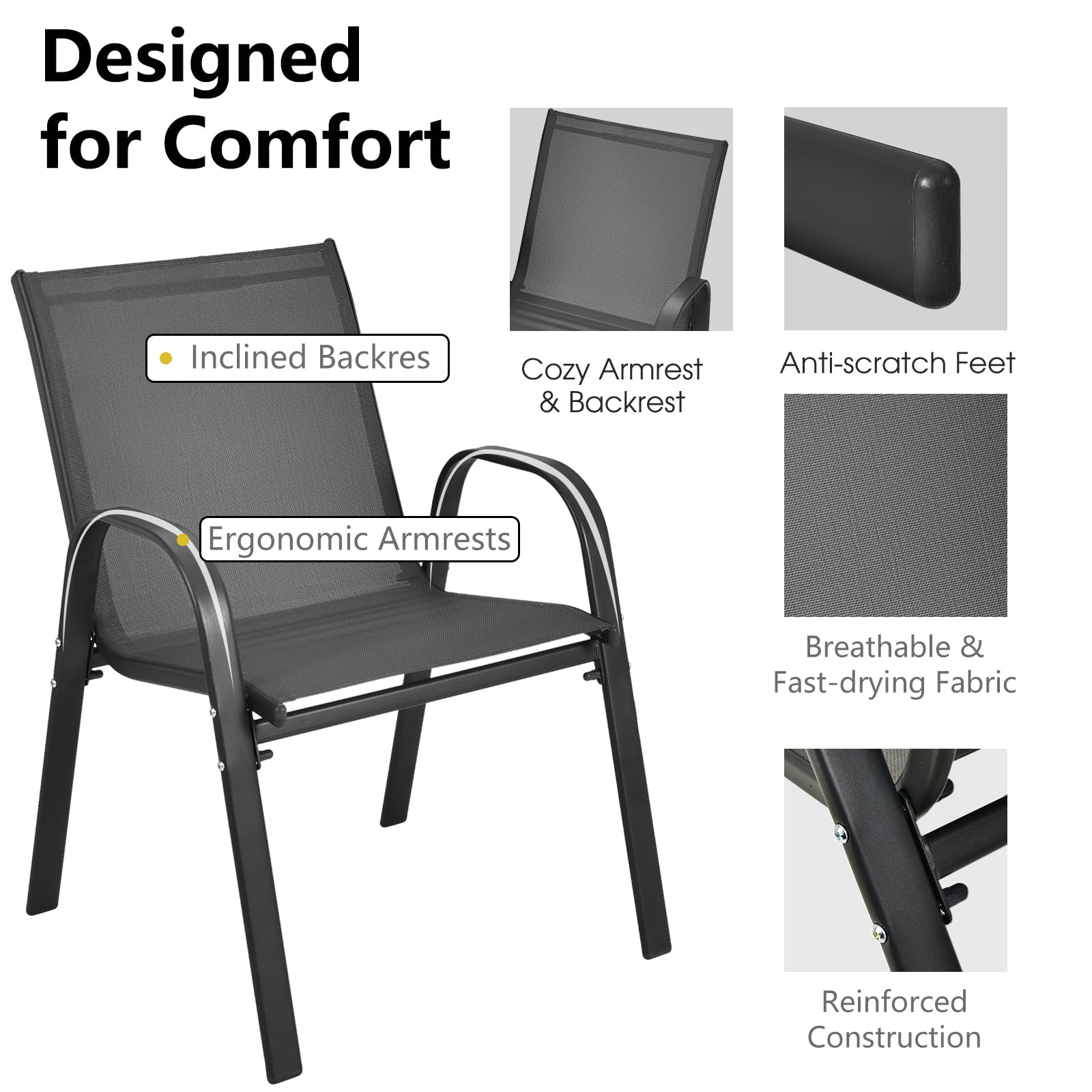 komfotteu-3-tlg-bistro-set-gartentisch-mit-schirmloch-2-klappst-hle-schwarz image 3