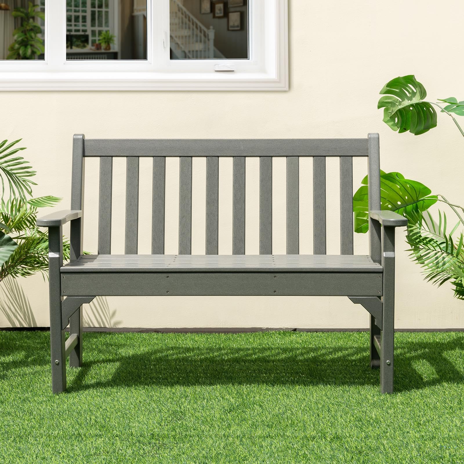 komfotteu-gartenbank-hdpe-2-sitzer-grau-wetterfeste-parkbank-126-x-60-x-90-cm-bi image 7