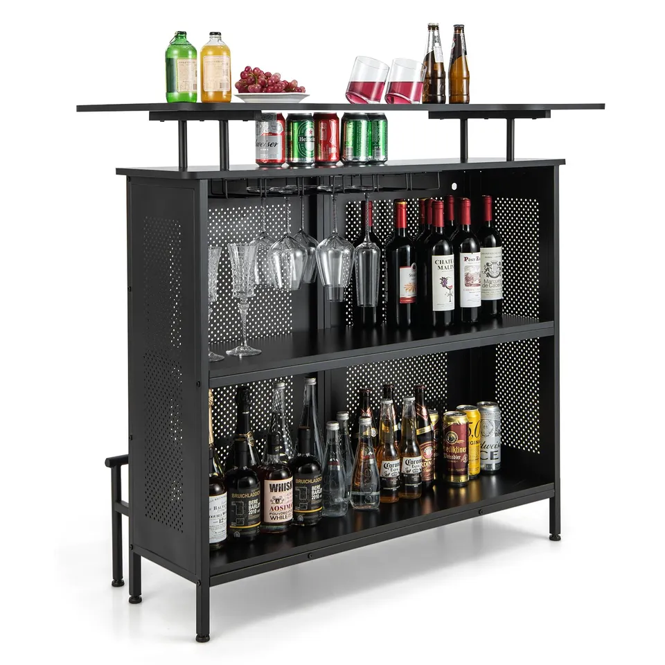 komfotteu-bartisch-mit-2-f-chern-fu-st-tze-rechteckig-120x50x106-5-cm-schwarz image 1
