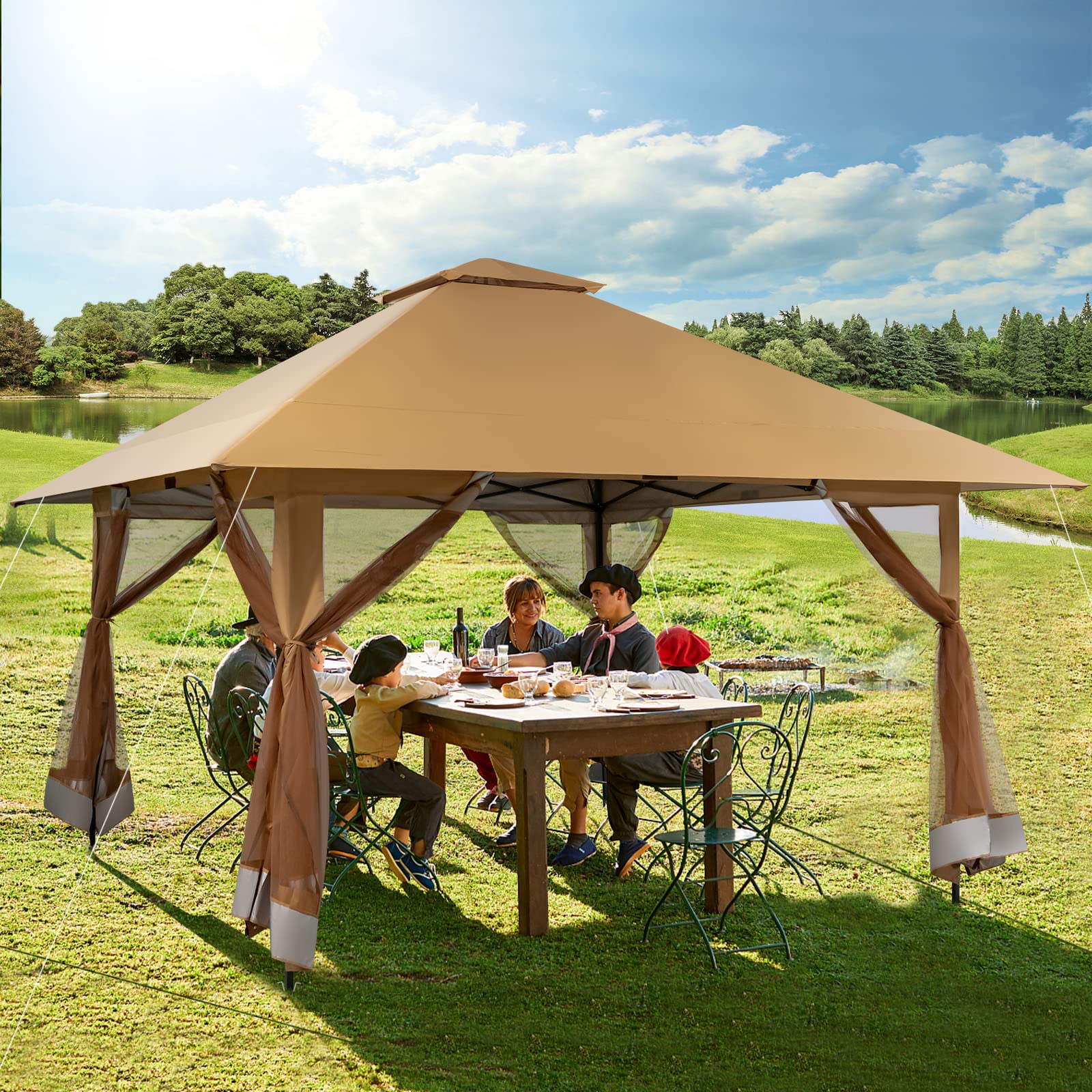 komfotteu-gartenpavillon-4x4-m-braun-h-henverstellbar-mit-doppeldach-seitenteile image 2