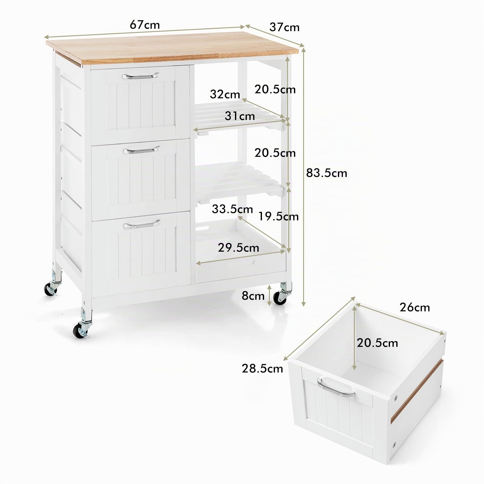komfotteu-k-chenwagen-4-st-ckig-mit-arbeitsplatte-3-schubladen-67x37x84cm-wei image 6