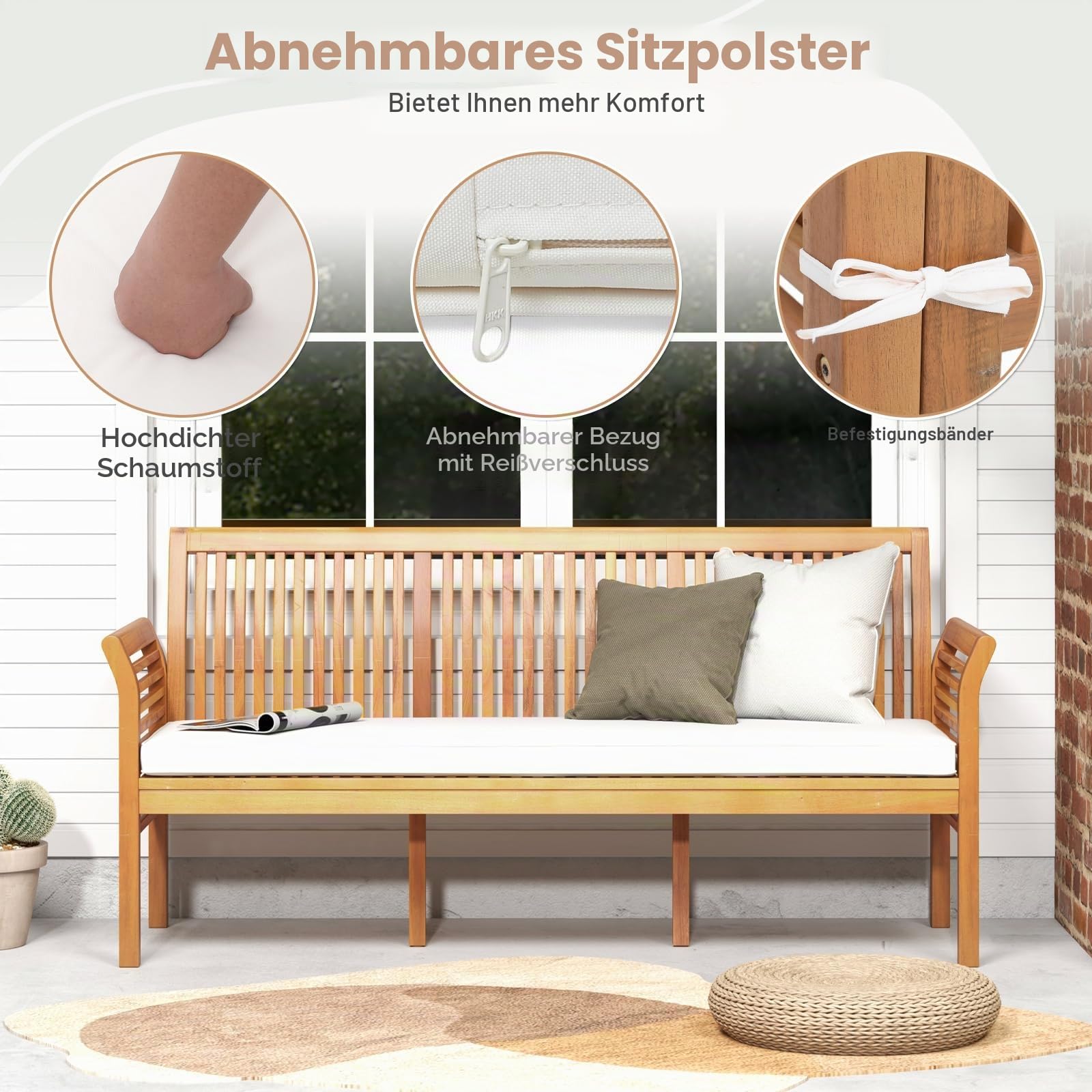 komfotteu-gartenbank-3-sitzer-akazienholz-mit-kissen image 7