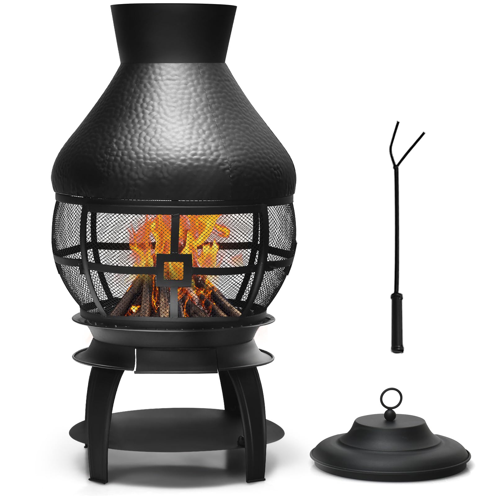 komfotteu-feuerkorb-110-cm-hoch-mit-funkenschutz-grillrost-und-schutzh-lle image 1