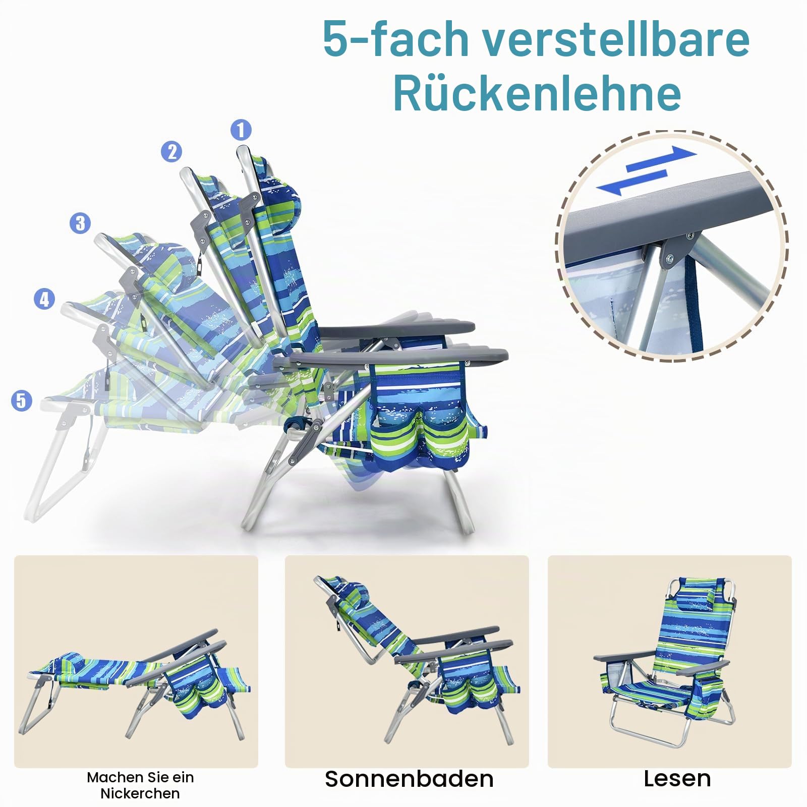 komfotteu-strandstuhl-klappbar-blau-mit-tisch-und-kopfst-tze image 4