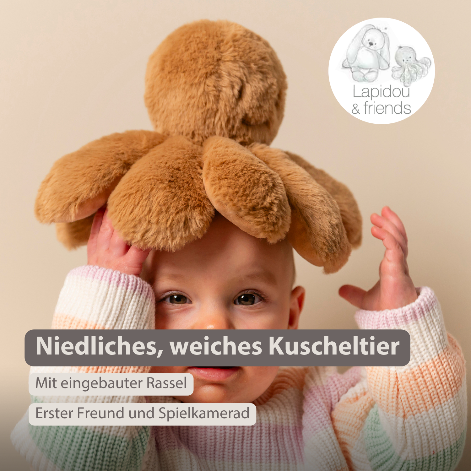 nattou-lapidou-kuschel-oktopus-rassel-25-cm-warmes-beige image 2
