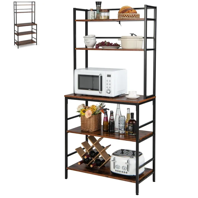 komfotteu-k-chenregal-5-ebenen-80-x-40-x-170-cm-metall-standregal-braun-schwarz image 1