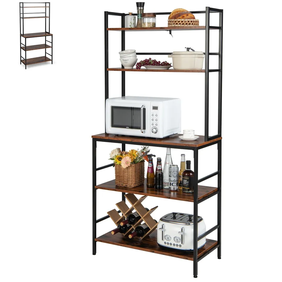 komfotteu-k-chenregal-5-ebenen-80-x-40-x-170-cm-metall-standregal-braun-schwarz image 1