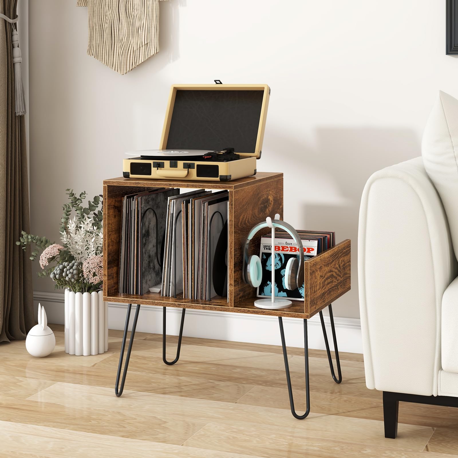 komfotteu-plattenspielerst-nder-braun-mit-ladestation-f-r-bis-zu-145-alben image 7