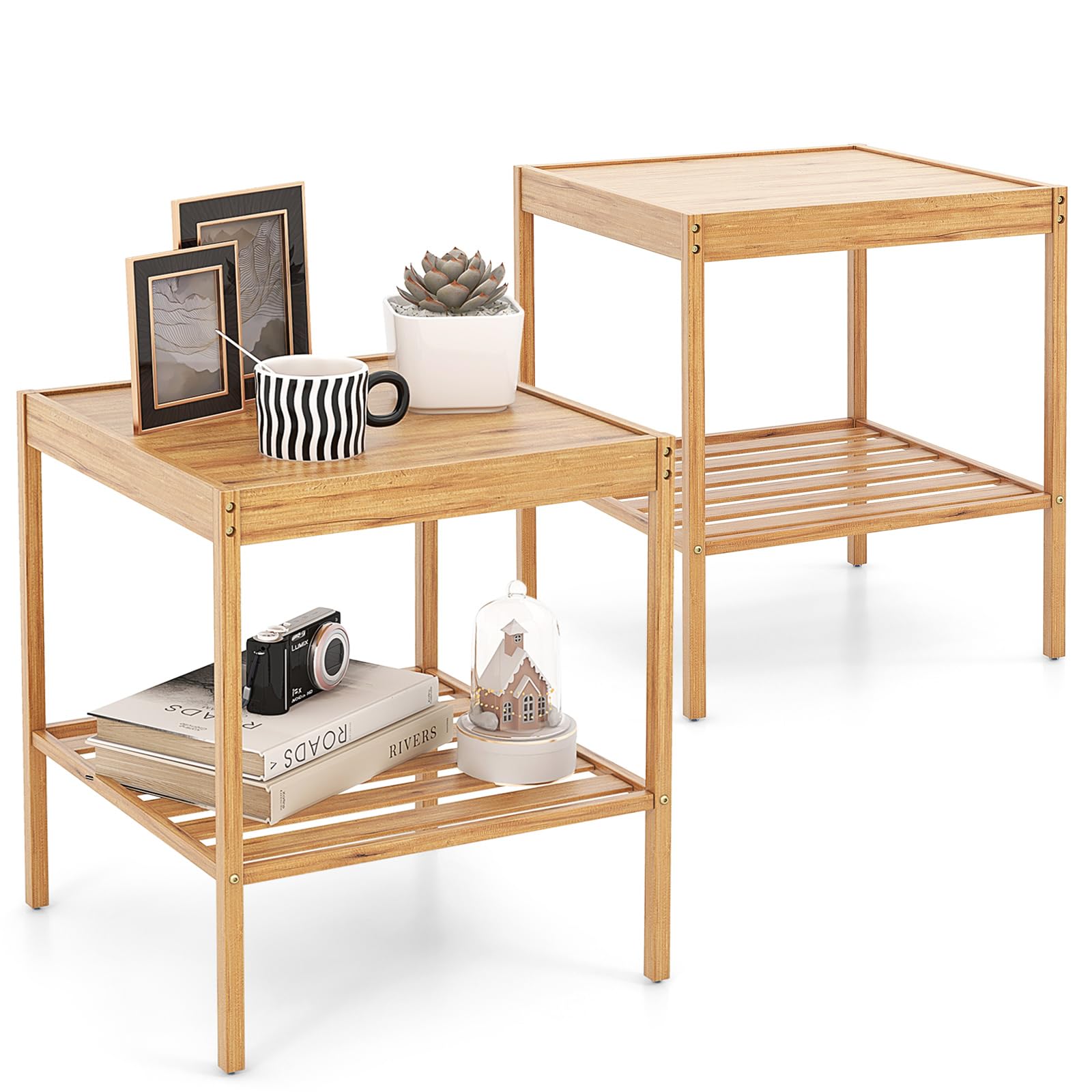 komfotteu-beistelltisch-aus-bambus-40x40x45-cm-mit-ablage-2er-set-natur image 1