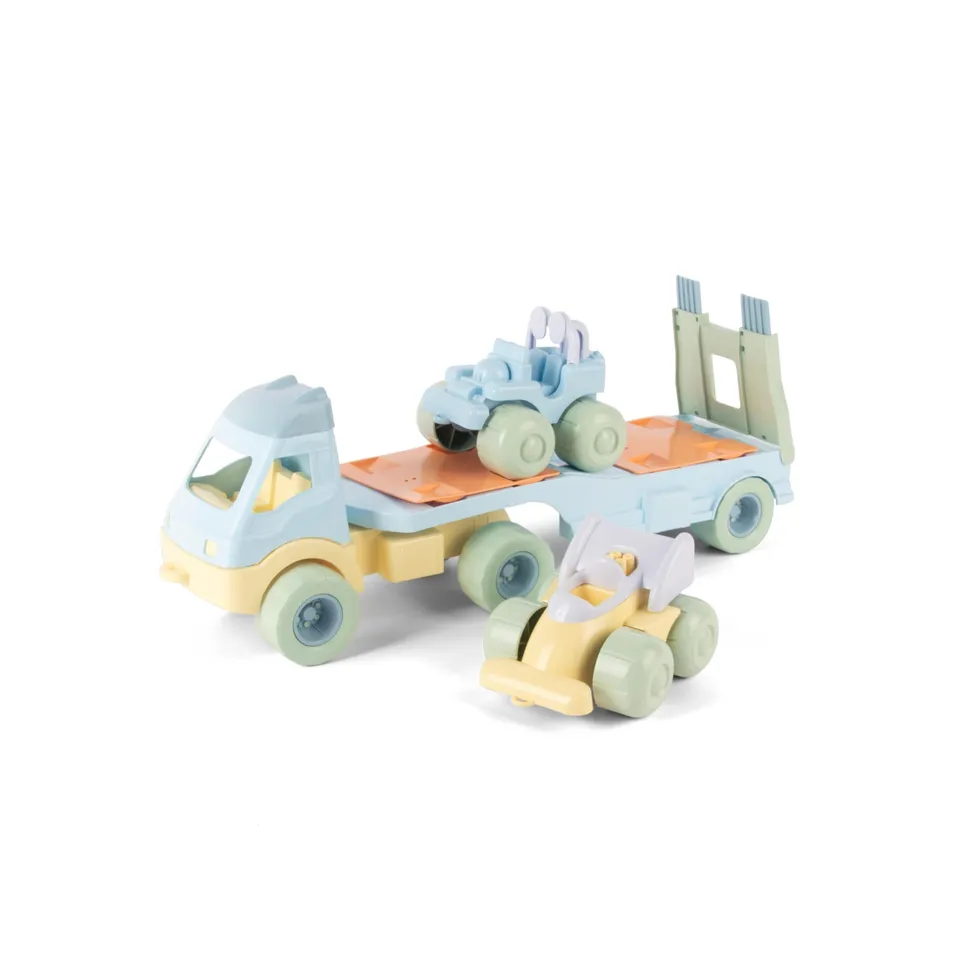 dantoy-pastell-spielzeug-abschleppwagen-mit-2-autos image 1