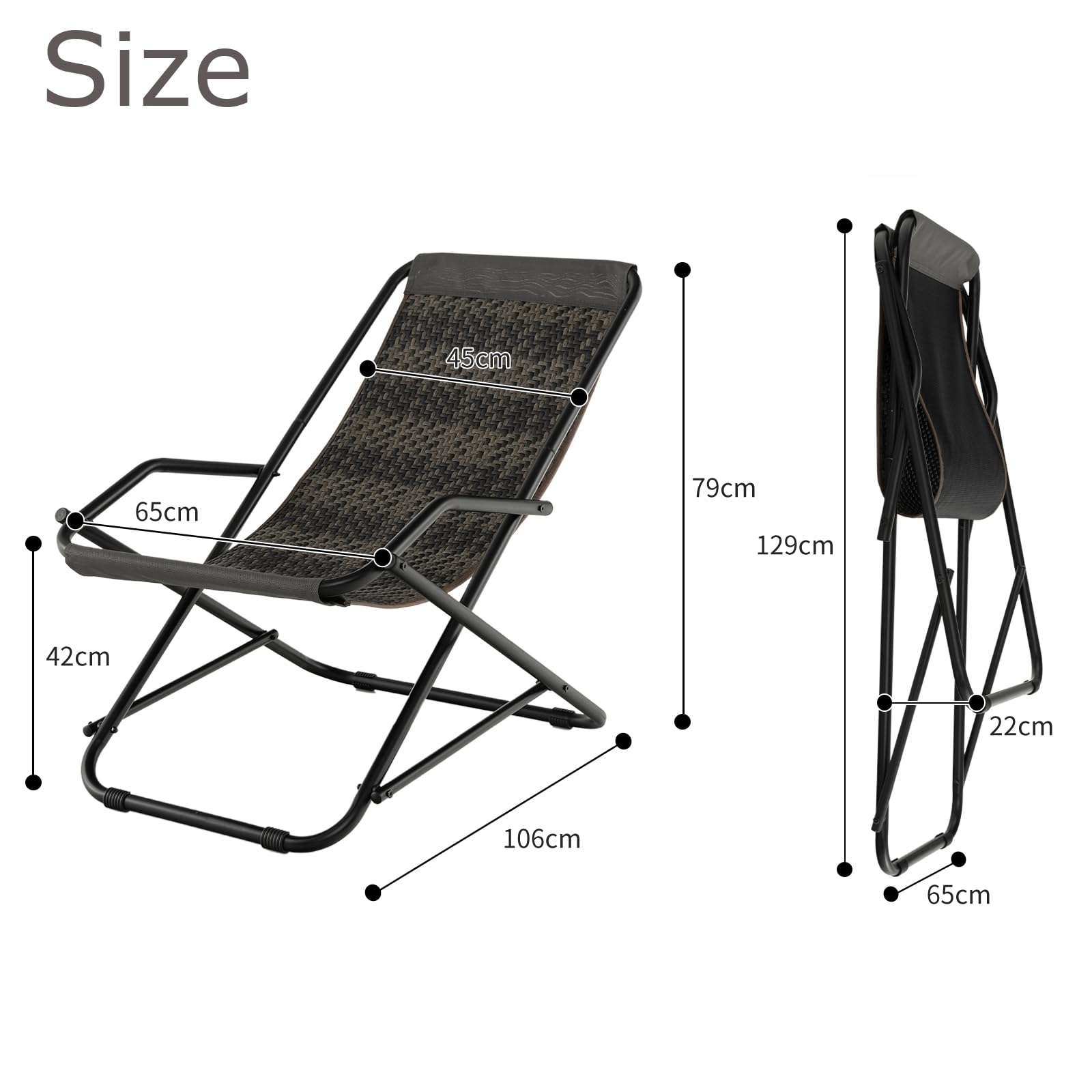 komfotteu-klappbare-rattan-strand-schaukelliege-106-x-65-x-79-cm-grau image 3