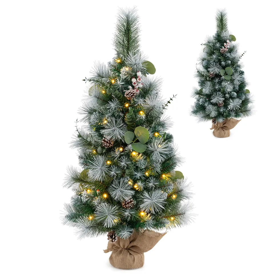komfotteu-mini-christbaum-64-cm-mit-tannenzapfen-und-led-tisch-weihnachtsbaum image 1
