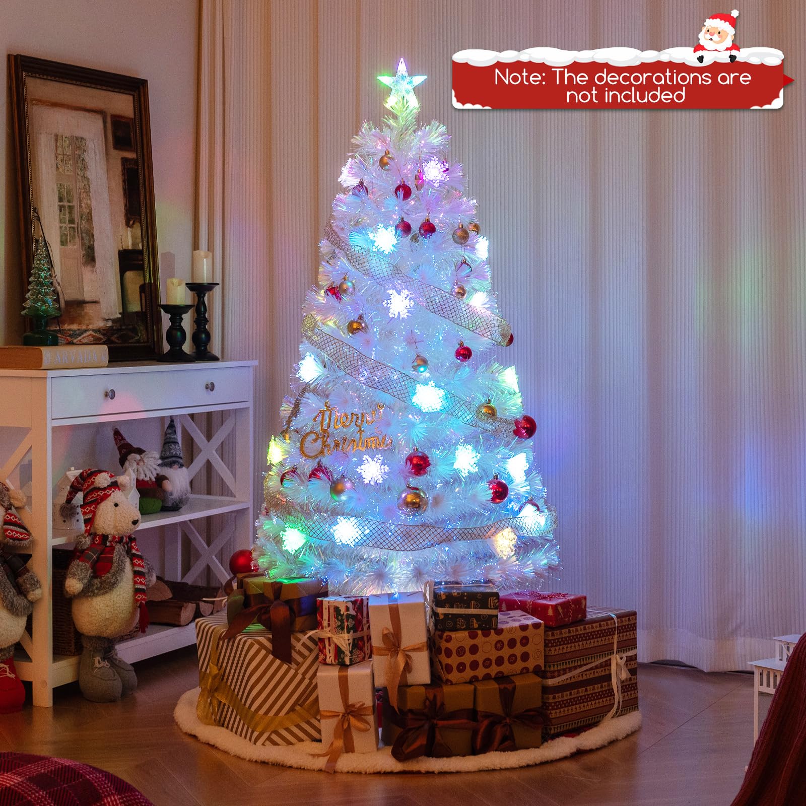 komfotteu-k-nstlicher-weihnachtsbaum-wei-150-cm-mit-led-beleuchtung image 2